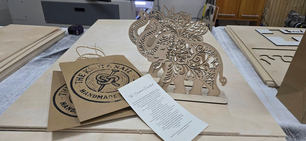 The Elephant Sisterhood – Laser Cut Wood Symbol of Strength & Protection