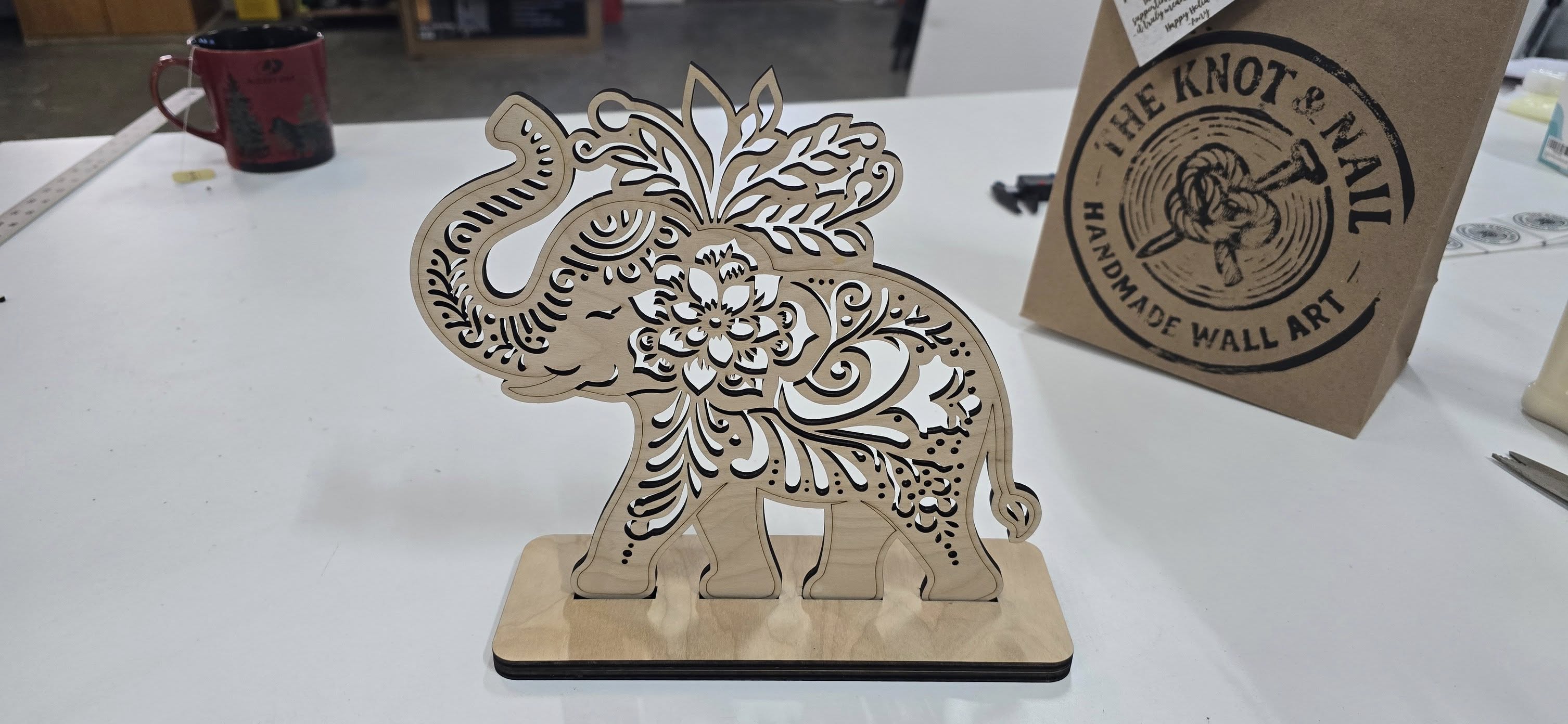 The Elephant Sisterhood – Laser Cut Wood Symbol of Strength & Protection